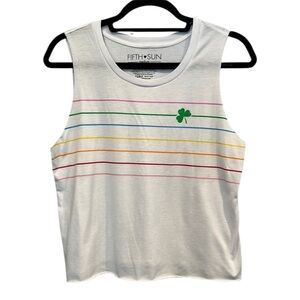 Fifth Sun | Cropped Muscle Tank with Rainbow Stripes